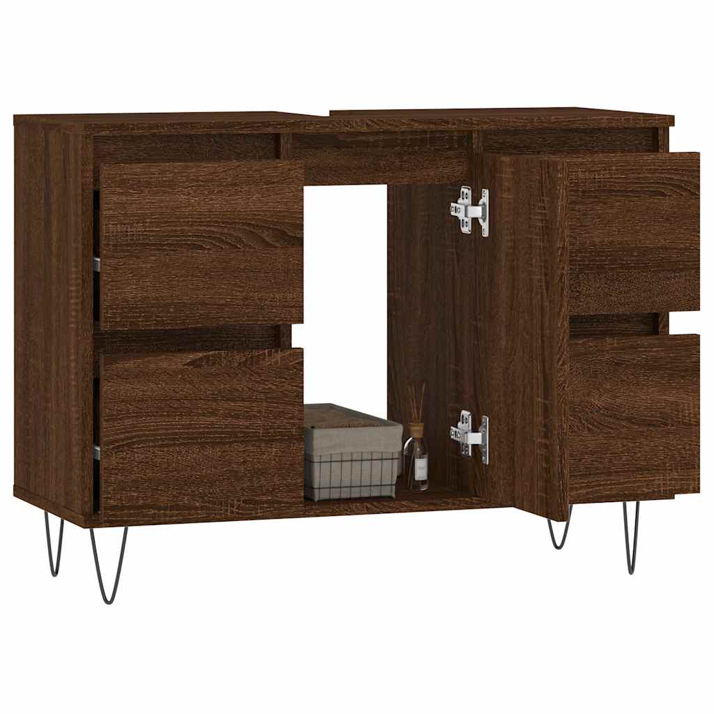 vidaXL Ντουλάπι Μπάνιου Καφέ Δρυς 80 x 33 x 60 εκ. Επεξεργασμένο Ξύλο