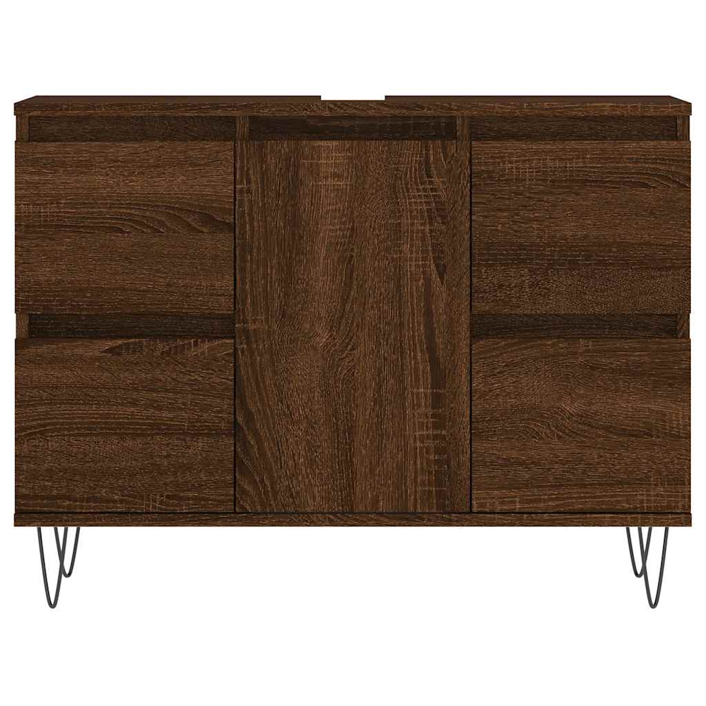vidaXL Ντουλάπι Μπάνιου Καφέ Δρυς 80 x 33 x 60 εκ. Επεξεργασμένο Ξύλο
