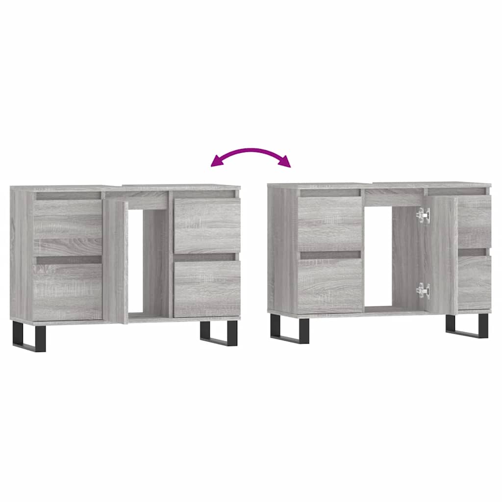 vidaXL Ντουλάπι Μπάνιου Γκρι Sonoma 80 x 33 x 60 εκ. από Επεξεργ. Ξύλο