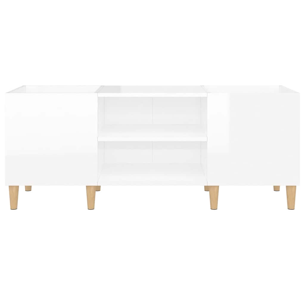 vidaXL Δισκοθήκη Γυαλιστερή Λευκή 121x38x48 εκ. από Επεξεργασμένο Ξύλο