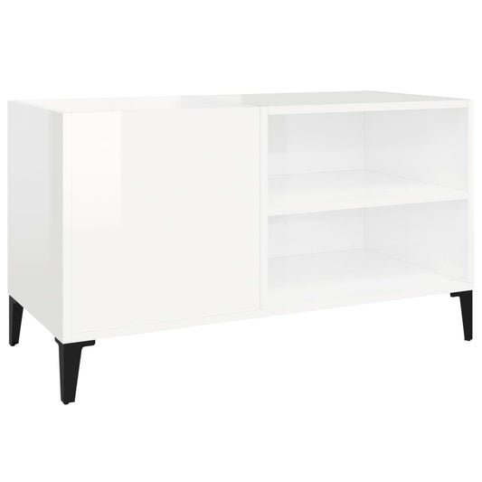vidaXL Δισκοθήκη Γυαλιστερή Λευκή 84,5x38x48 εκ. Επεξεργασμένο Ξύλο