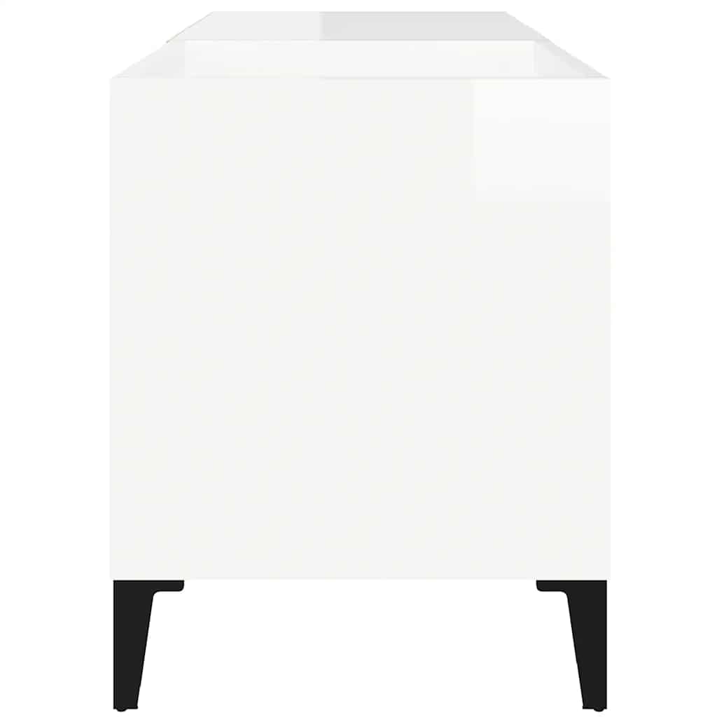 vidaXL Δισκοθήκη Γυαλιστερή Λευκή 84,5x38x48 εκ. Επεξεργασμένο Ξύλο