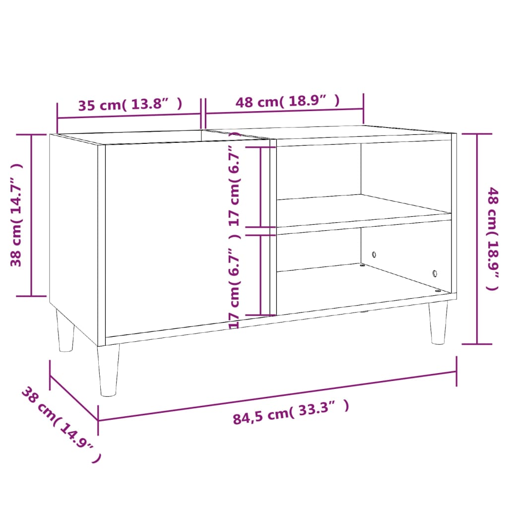vidaXL Δισκοθήκη Γυαλιστερή Λευκή 84,5x38x48 εκ. Επεξεργασμένο Ξύλο