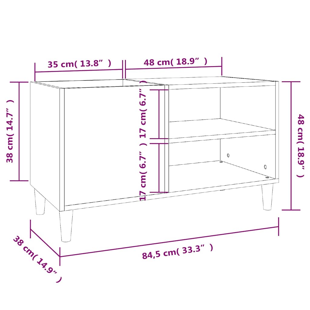 vidaXL Δισκοθήκη Sonoma Δρυς 84,5 x 38 x 48 εκ. από Επεξεργασμένο Ξύλο