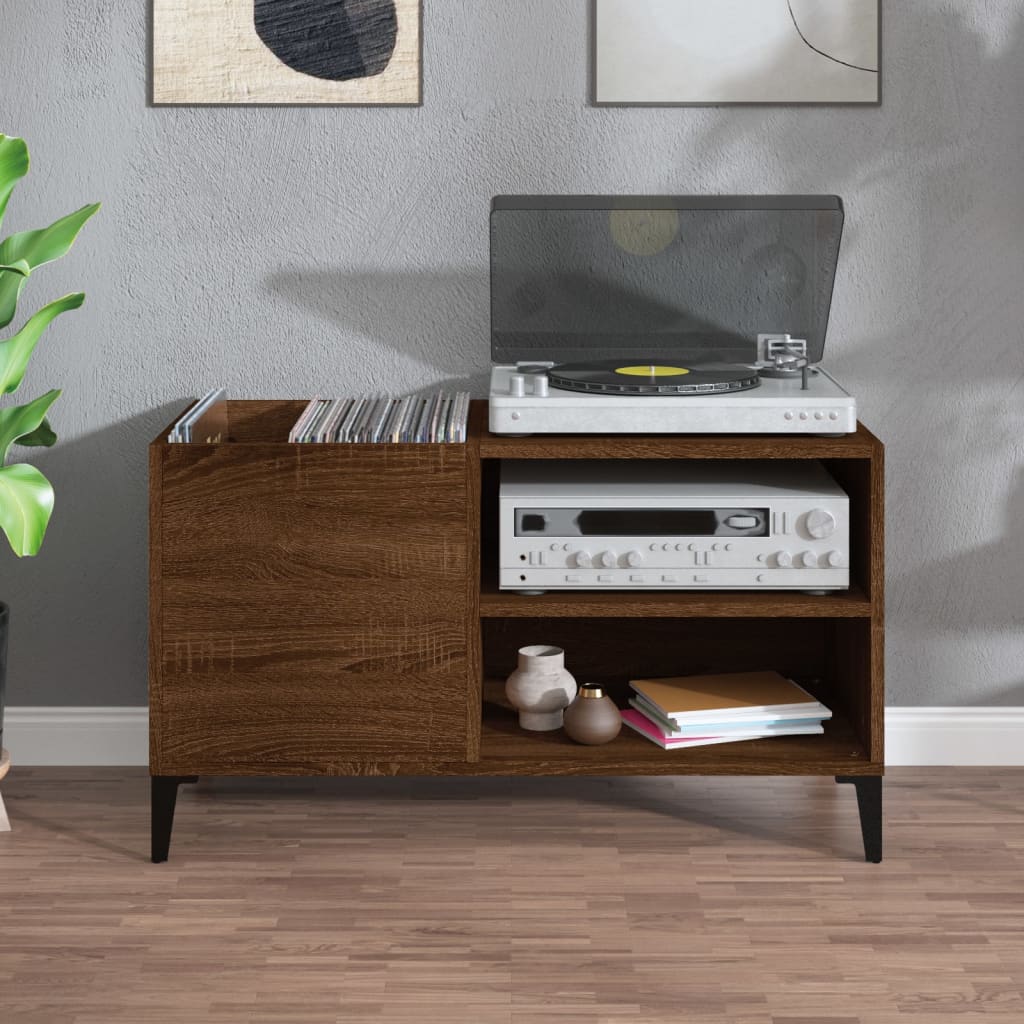 vidaXL Δισκοθήκη Καφέ Δρυς 84,5x38x48 εκ. από Επεξεργασμένο Ξύλο