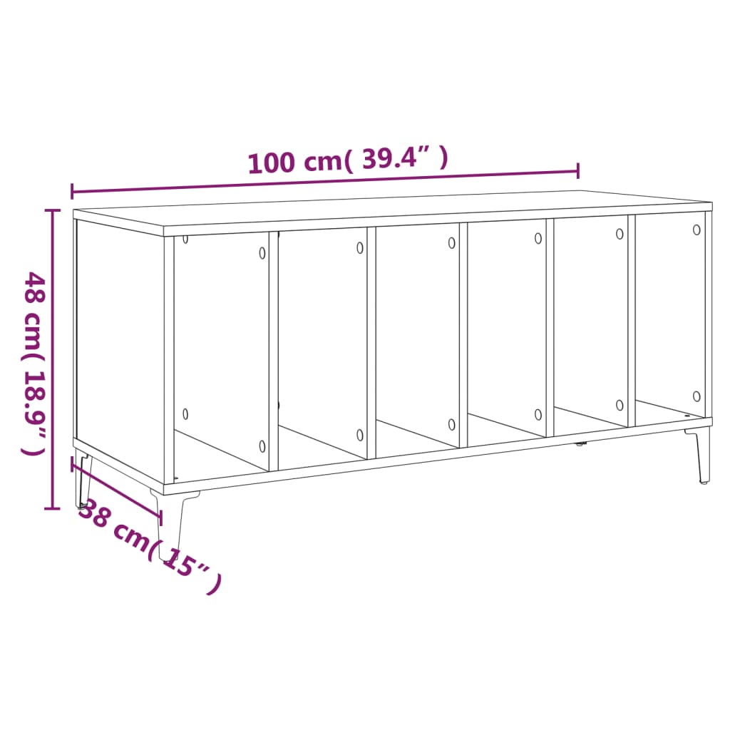 vidaXL Έπιπλο Δίσκων Λευκό 100 x 38 x 48 εκ. από Επεξεργασμένο Ξύλο