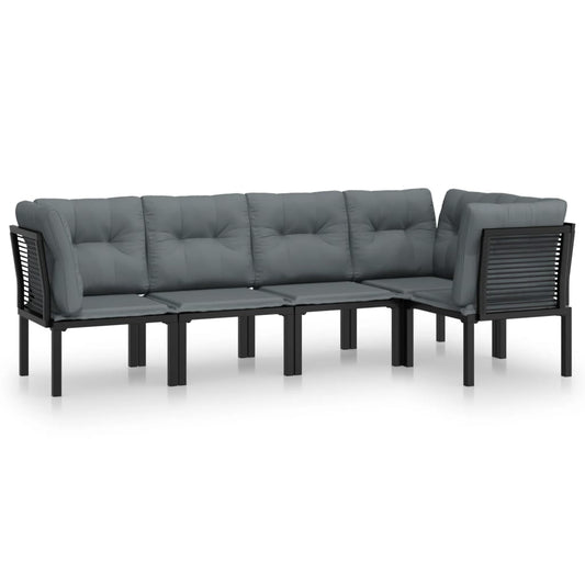 vidaXL Σαλόνι Κήπου Σετ 5 Τεμ. Μαύρο/Γκρι Συνθετικό Ρατάν με Μαξιλάρια