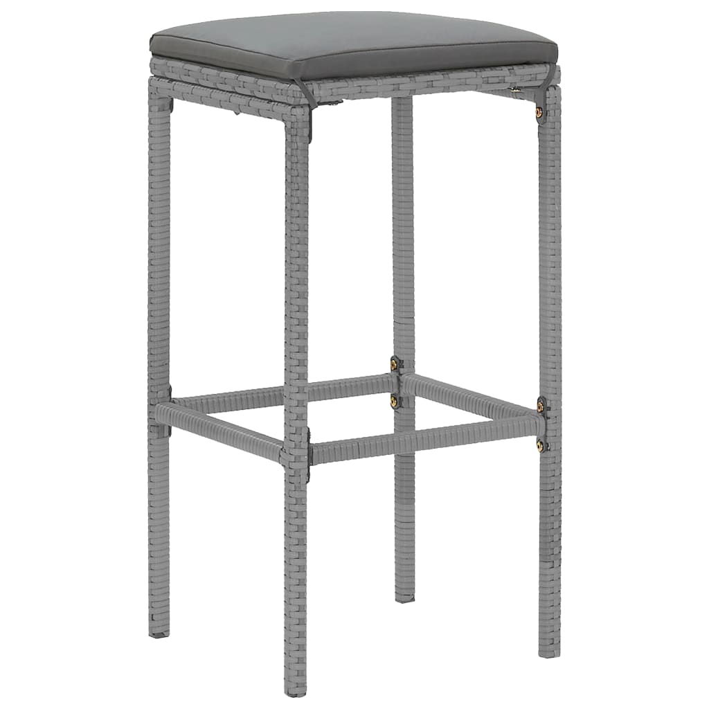 vidaXL Σετ Μπαρ Κήπου 9 Τεμαχίων Γκρι Συνθετικό Ρατάν με Μαξιλάρια