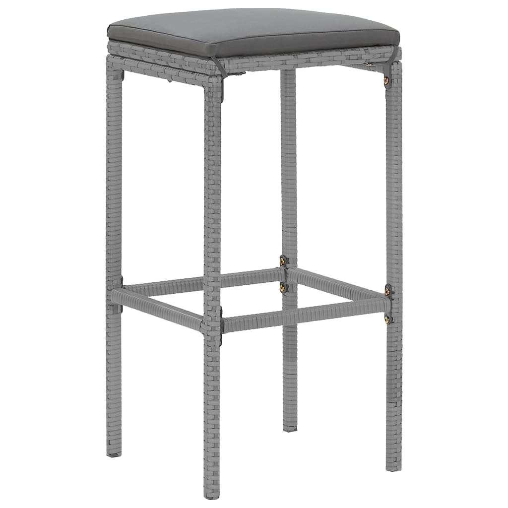 vidaXL Σετ Μπαρ Κήπου 9 Τεμαχίων Γκρι Συνθετικό Ρατάν με Μαξιλάρια