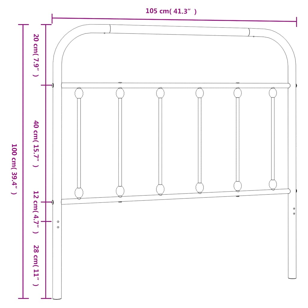 vidaXL Κεφαλάρι Λευκό 100 εκ. Μεταλλικό