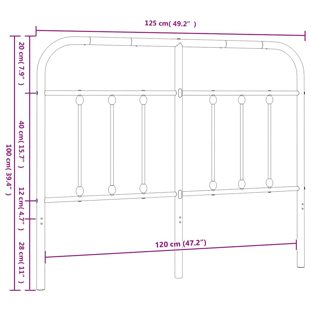 vidaXL Κεφαλάρι Λευκό 120 εκ. Μεταλλικό