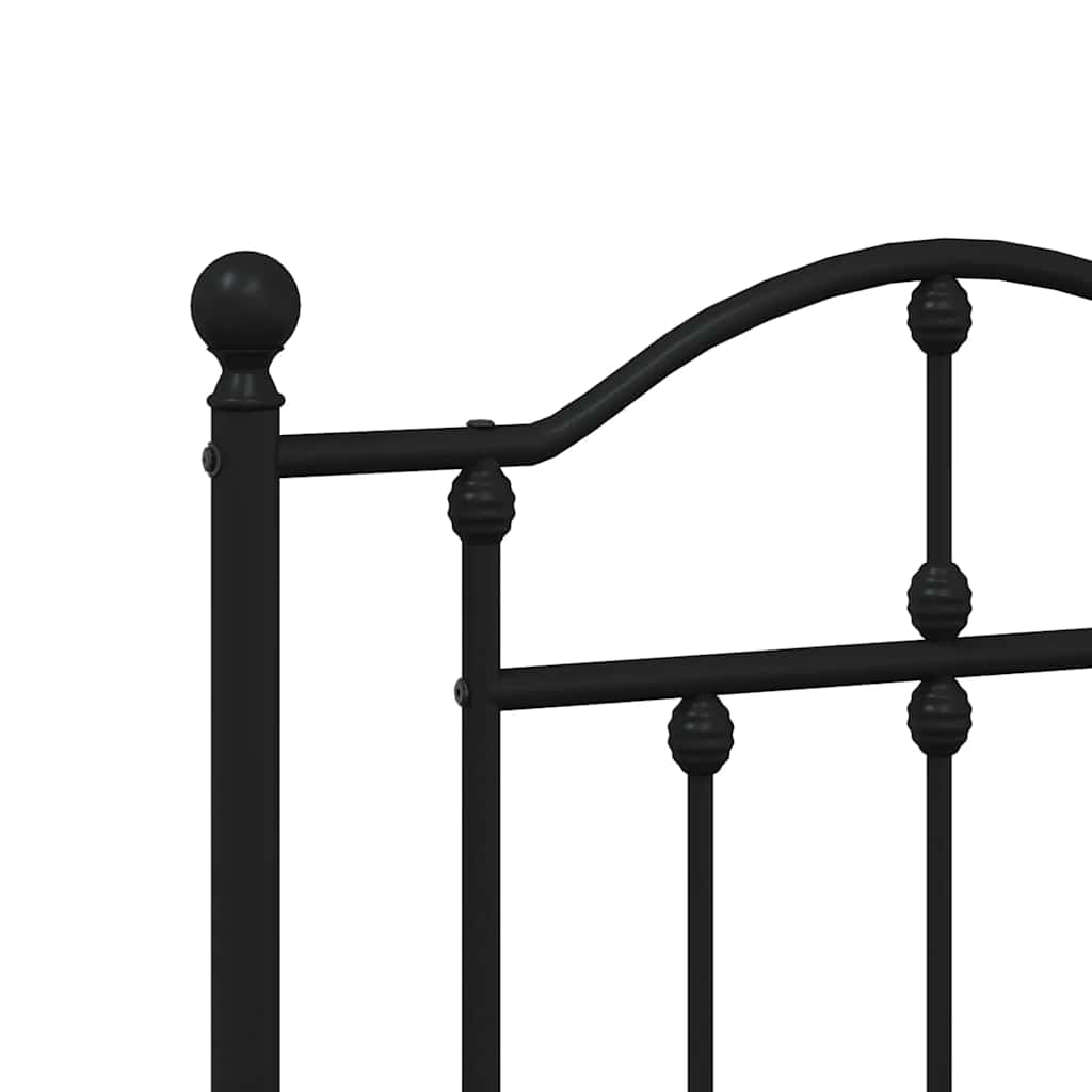 vidaXL Πλαίσιο Κρεβατιού με Κεφαλάρι&Ποδαρικό Μαύρο 135x190εκ. Μέταλλο