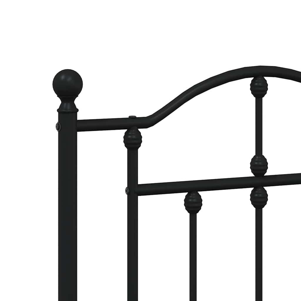 vidaXL Πλαίσιο Κρεβατιού με Κεφαλάρι&Ποδαρικό Μαύρο 140x190εκ. Μέταλλο