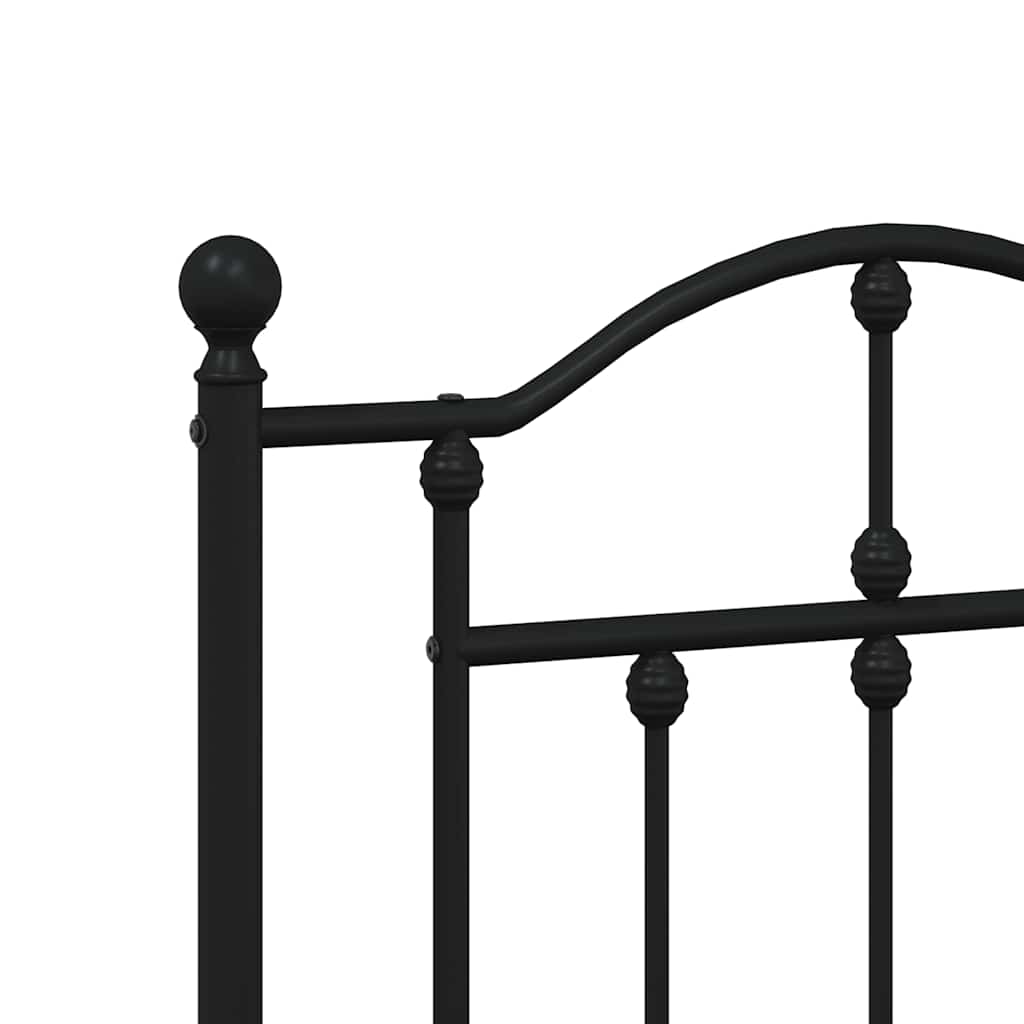 vidaXL Πλαίσιο Κρεβατιού με Κεφαλάρι&Ποδαρικό Μαύρο 193x20 εκ. Μέταλλο