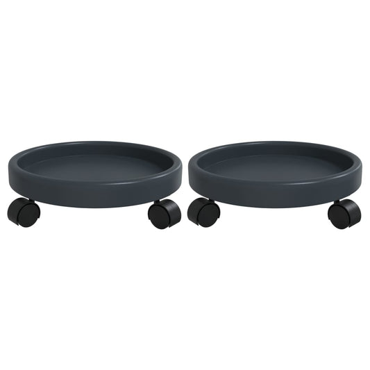 vidaXL Βάσεις Γλάστρας με Ρόδες 2 τεμ. Γκρι Ø34 εκ. 35 κ.