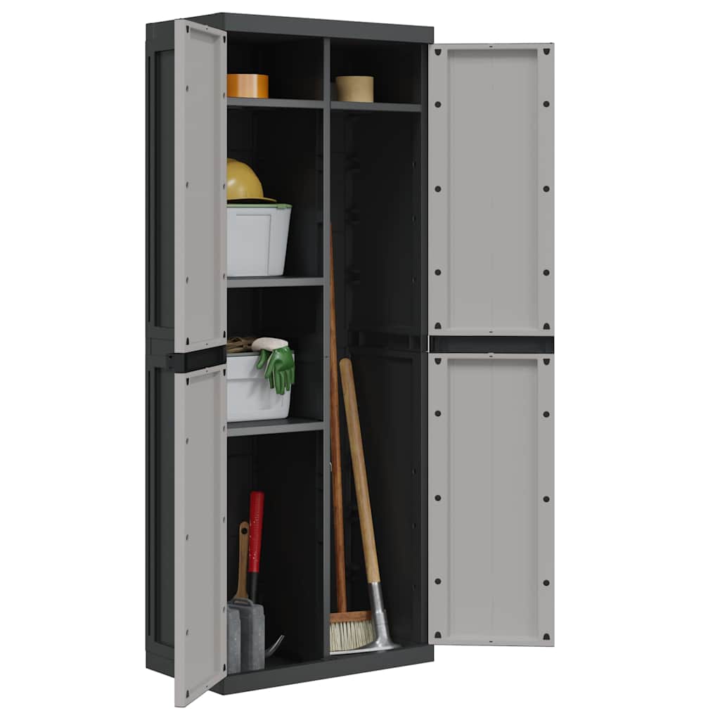 vidaXL Ντουλάπι Αποθ. Εξ. Χώρου Γκρι/Μαύρο 65x37x165εκ. Πολυπροπυλένιο