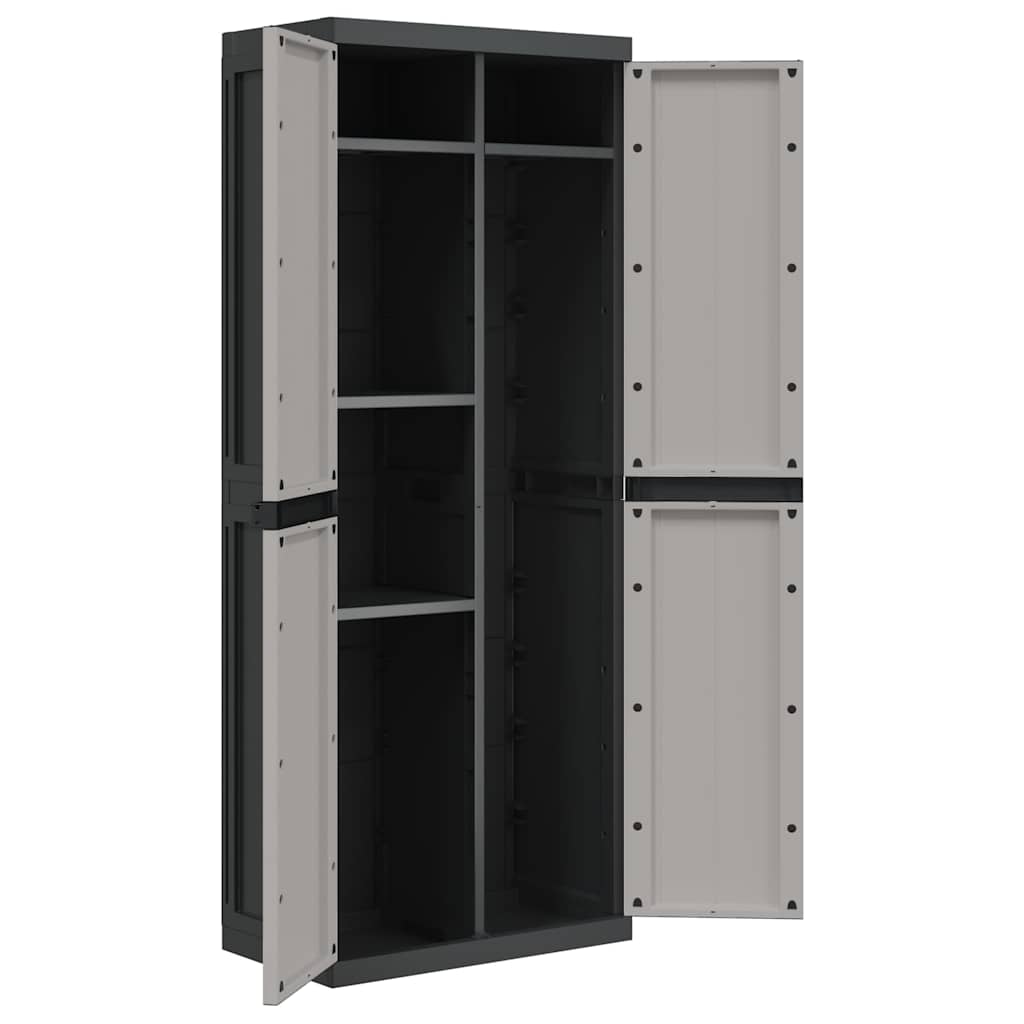 vidaXL Ντουλάπι Αποθ. Εξ. Χώρου Γκρι/Μαύρο 65x37x165εκ. Πολυπροπυλένιο