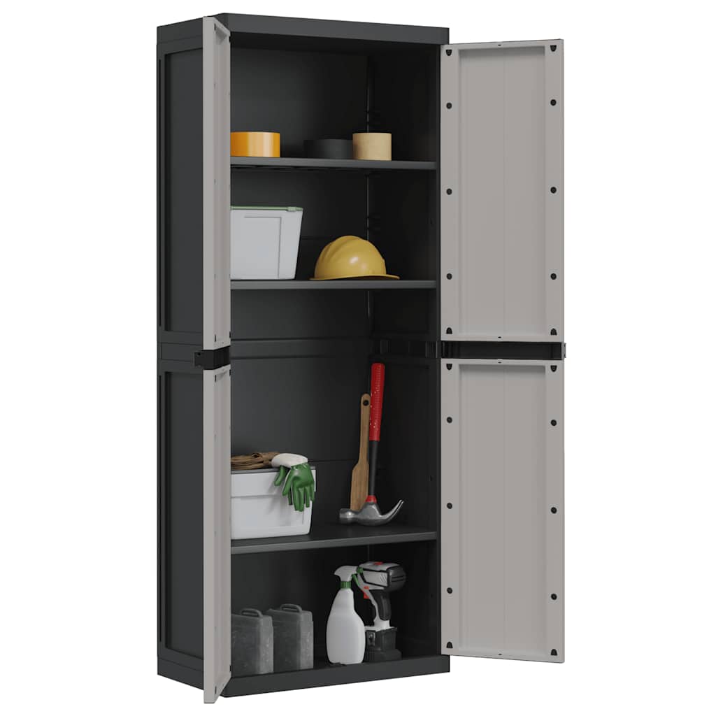 vidaXL Ντουλάπι Αποθ. Εξ. Χώρου Γκρι/Μαύρο 65x37x165εκ. Πολυπροπυλένιο
