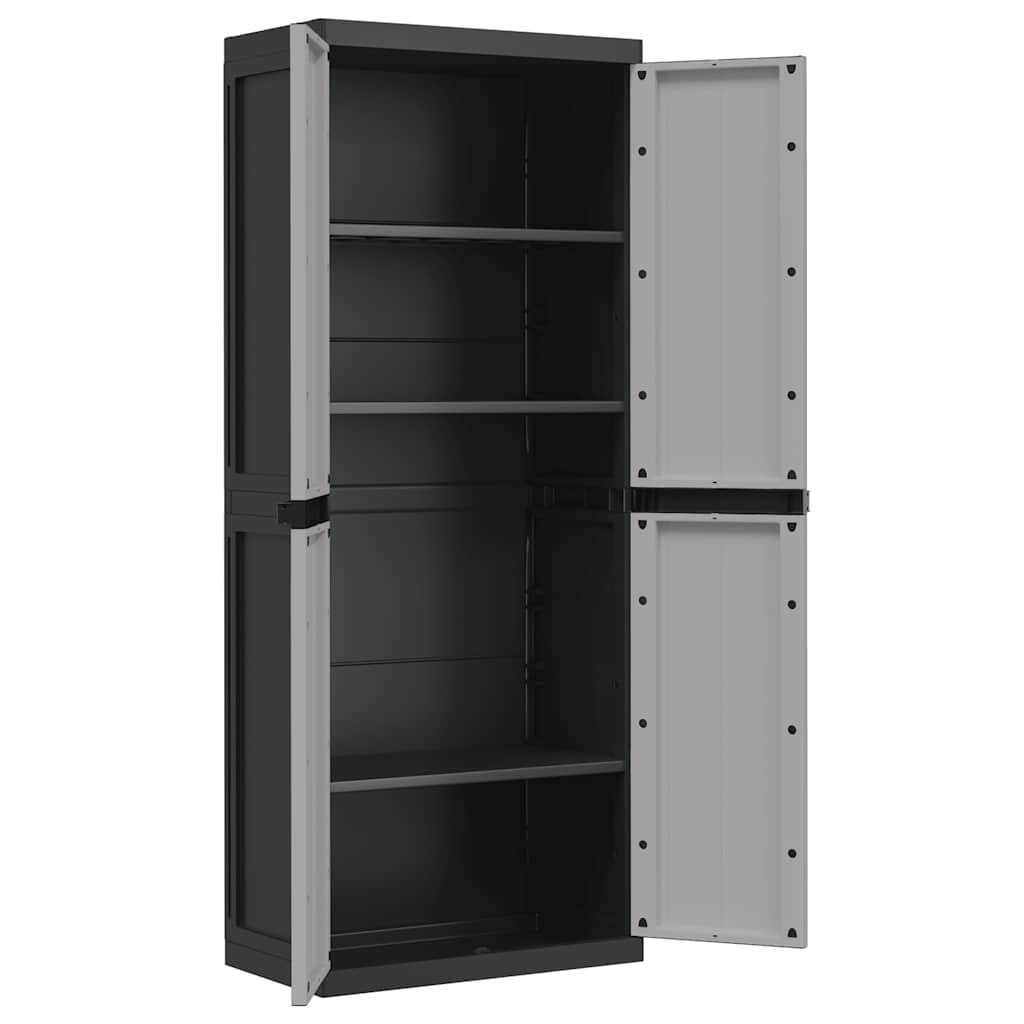 vidaXL Ντουλάπι Αποθ. Εξ. Χώρου Γκρι/Μαύρο 65x37x165εκ. Πολυπροπυλένιο