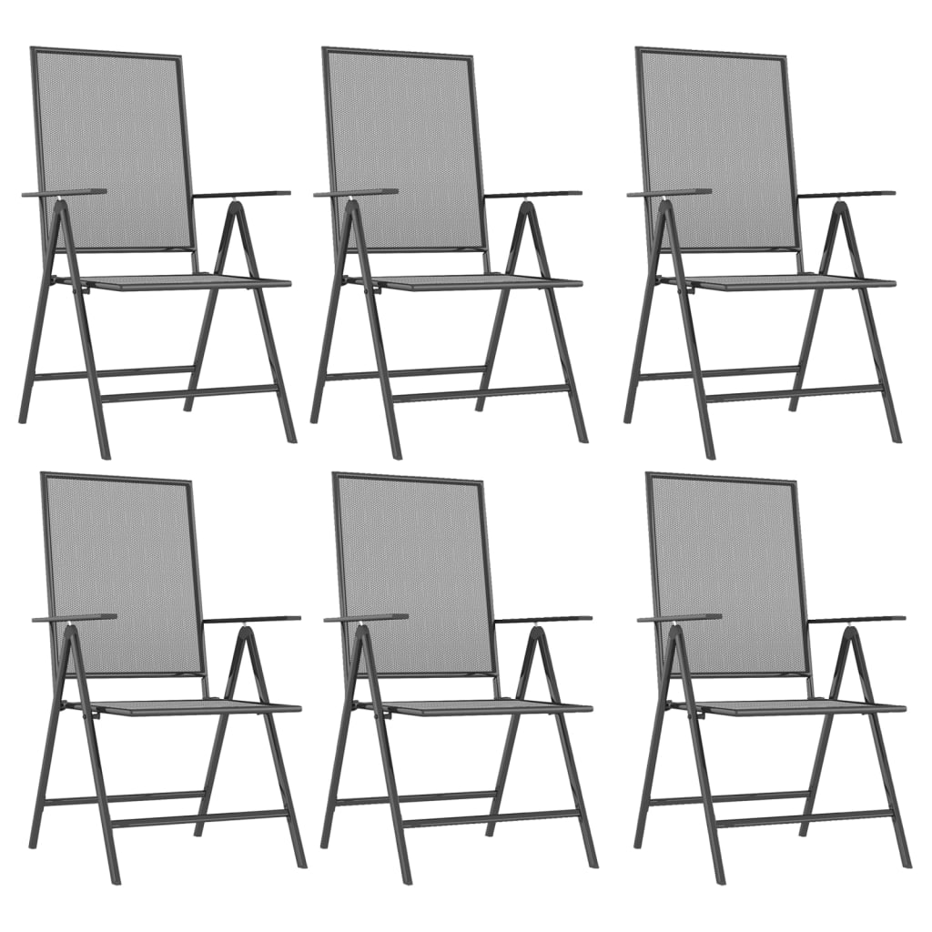 vidaXL Σετ Τραπεζαρίας Κήπου 7 Τεμαχίων Ανθρακί από Ατσάλι