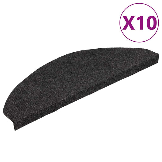 vidaXL Πατάκια Σκάλας Αυτοκόλλητα 10 τεμ. Μαύρα 65 x 22,5 x 3,5 εκ.