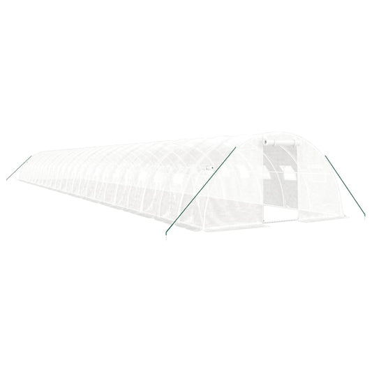 vidaXL Θερμοκήπιο Λευκό 96 μ² 24 x 4 x 2 μ. με Ατσάλινο Πλαίσιο