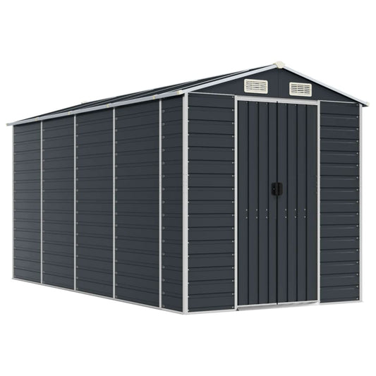 vidaXL Αποθήκη Κήπου Ανθρακί 191x385x198 εκ. Γαλβανισμένο Ατσάλι