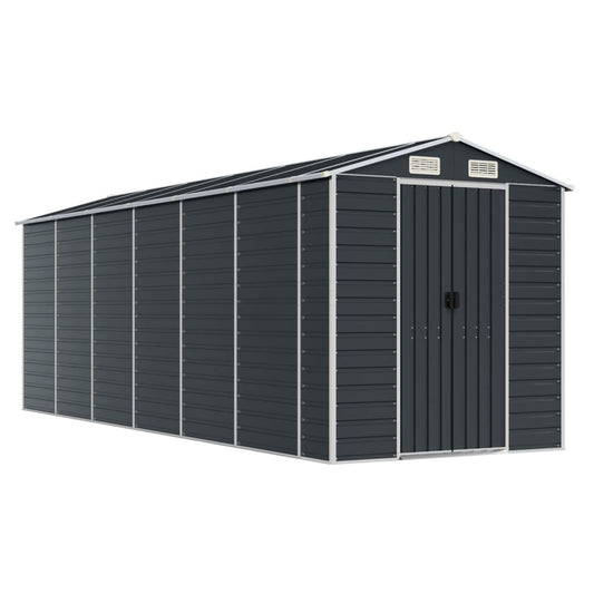 vidaXL Αποθήκη Κήπου Ανθρακί 191x555x198 εκ. Γαλβανισμένο Ατσάλι