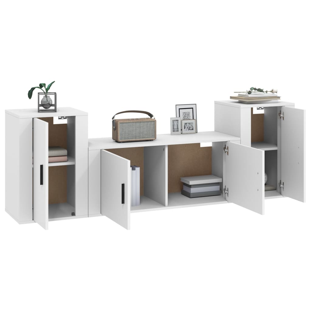 vidaXL Σετ Επίπλου Τηλεόρασης 3 Τεμαχίων Λευκό από Επεξεργασμένο Ξύλο