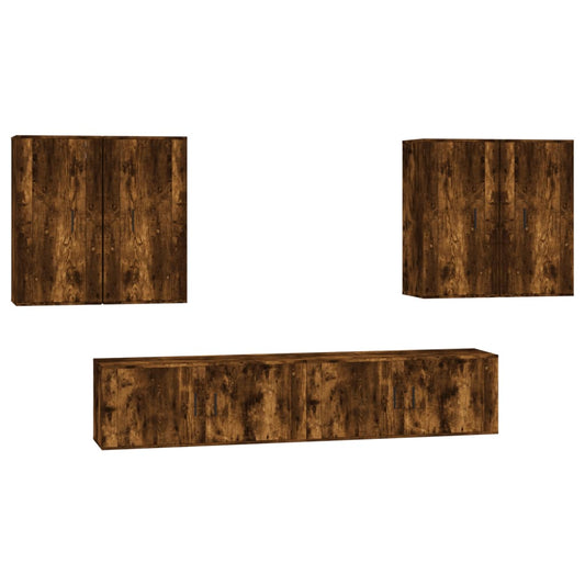 vidaXL Σετ Επίπλων Τηλεόρασης 6 Τεμαχίων Καπνιστή δρυς Επεξ. Ξύλο