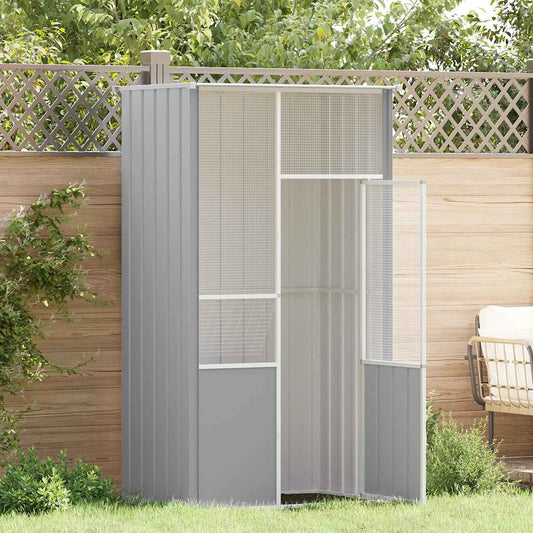 vidaXL Κλουβί Πουλιών Γκρι 115x78x200 εκ. από Γαλβανισμένο Χάλυβα