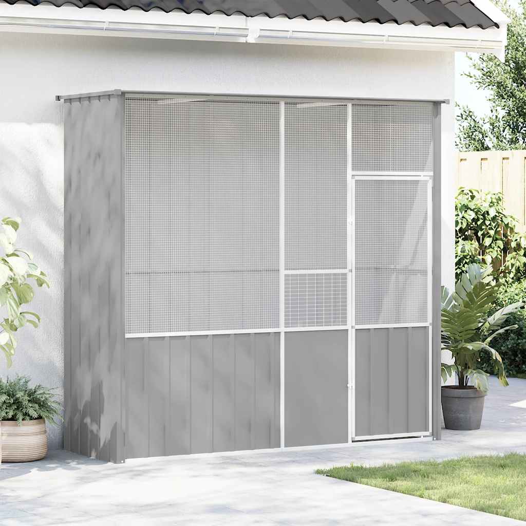 vidaXL Κλουβί Πουλιών Γκρι 215 x 78 x 200 εκ. από Γαλβανισμένο Χάλυβα