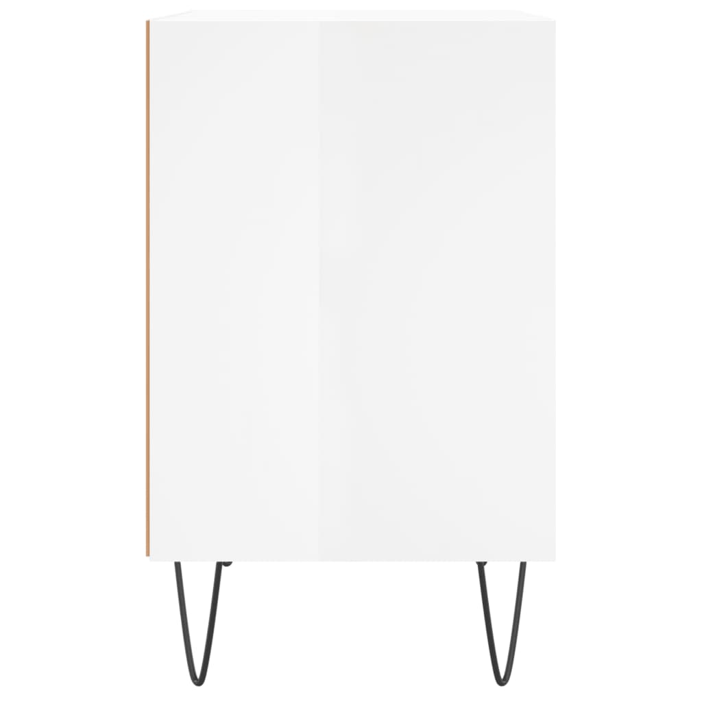 vidaXL Κομοδίνο Γυαλ. Λευκό 40 x 30 x 50 εκ. από Επεξεργασμένο Ξύλο