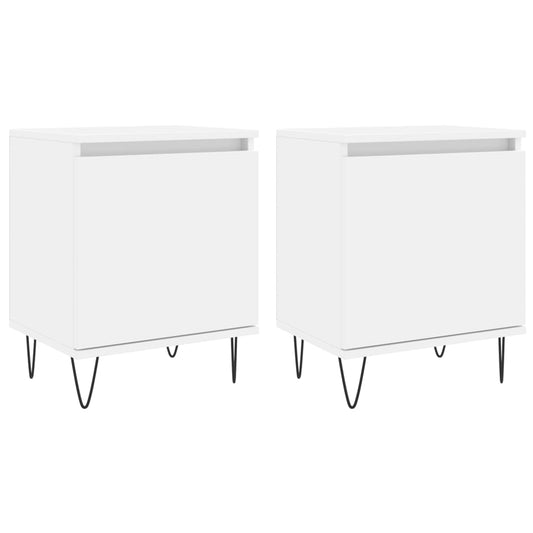 vidaXL Κομοδίνα 2 τεμ. Λευκά 40 x 30 x 50 εκ. από Επεξεργασμένο Ξύλο