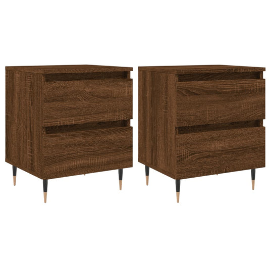 vidaXL Κομοδίνα 2 τεμ. Καφέ Δρυς 40x35x50 εκ. από Επεξεργασμένο Ξύλο
