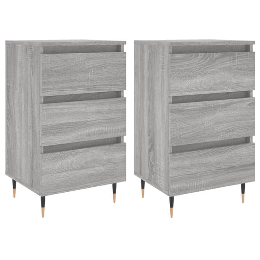 vidaXL Κομοδίνα 2 τεμ. Γκρι Sonoma 40x35x69 εκ. από Επεξεργασμένο Ξύλο