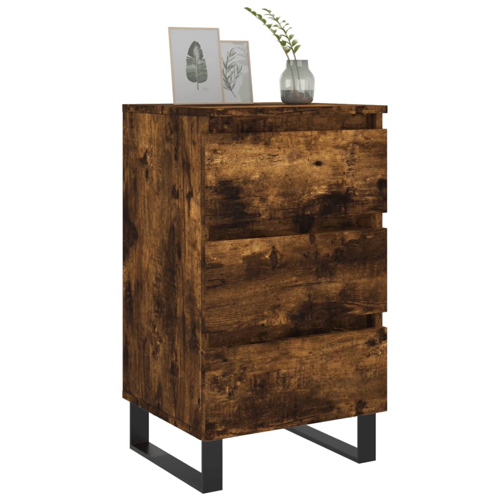 vidaXL Κομοδίνα 2 τεμ. Καπνιστή Δρυς 40 x 35 x 69 εκ. Επεξεργ. Ξύλο