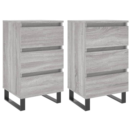 vidaXL Κομοδίνα 2 τεμ. Γκρι Sonoma 40x35x69 εκ. από Επεξεργασμένο Ξύλο