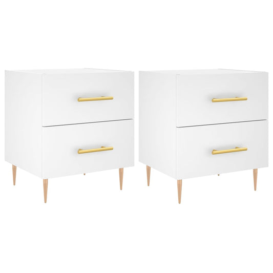 vidaXL Κομοδίνα 2 τεμ. Λευκά 40 x 35 x 47,5 εκ. από Επεξεργασμένο Ξύλο