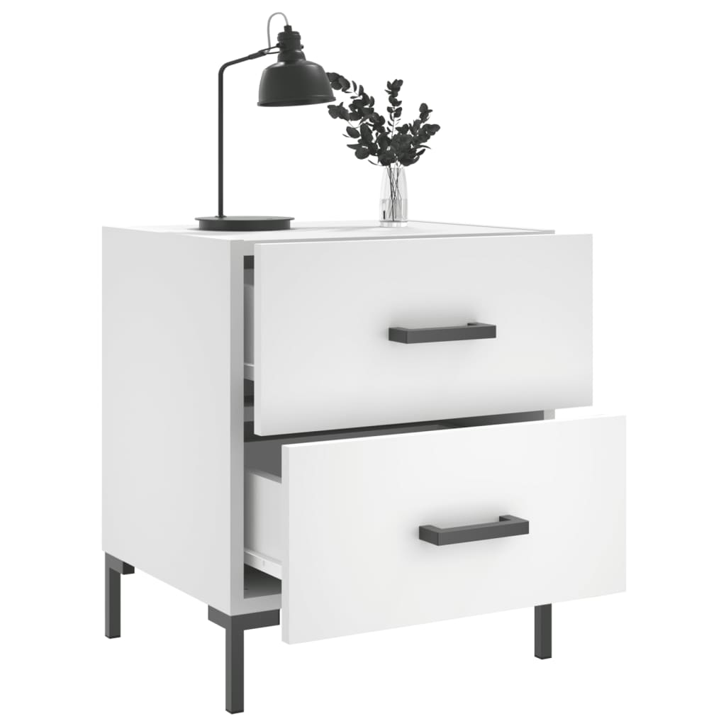 vidaXL Κομοδίνα 2 τεμ. Λευκά 40 x 35 x 47,5 εκ. από Επεξεργασμένο Ξύλο