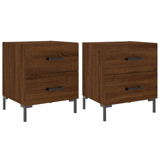 vidaXL Κομοδίνα 2 τεμ. Καφέ Δρυς 40 x 35 x 47,5 εκ. από Επεξεργ. Ξύλο