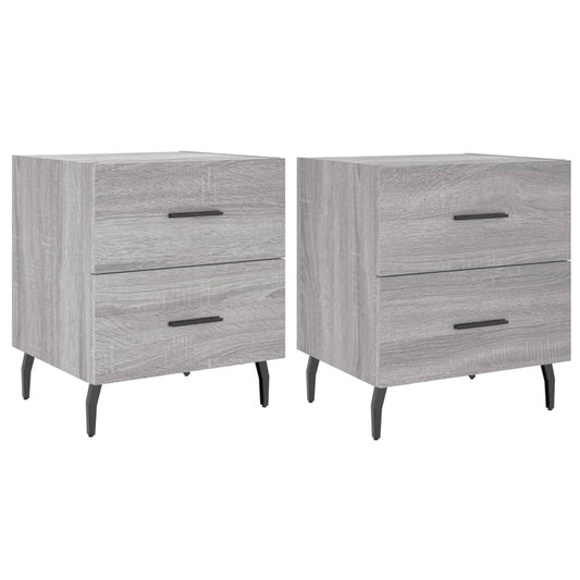 vidaXL Κομοδίνα 2 τεμ. Γκρι Sonoma 40 x 35 x 47,5 εκ. Επεξεργ. Ξύλο