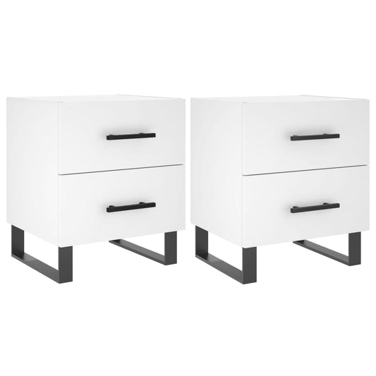 vidaXL Κομοδίνα 2 τεμ. Λευκά 40 x 35 x 47,5 εκ. από Επεξεργασμένο Ξύλο