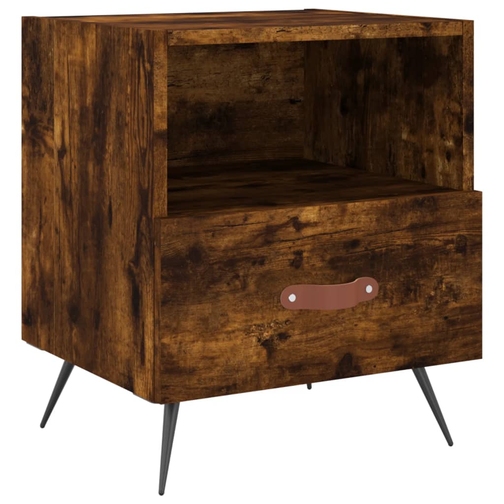 vidaXL Κομοδίνα 2 τεμ. Καπνιστή Δρυς 40 x 35 x 47,5 εκ. Επεξεργ. Ξύλο