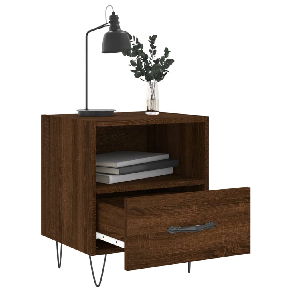 vidaXL Κομοδίνα 2 τεμ. Καφέ Δρυς 40 x 35 x 47,5 εκ. από Επεξεργ. Ξύλο