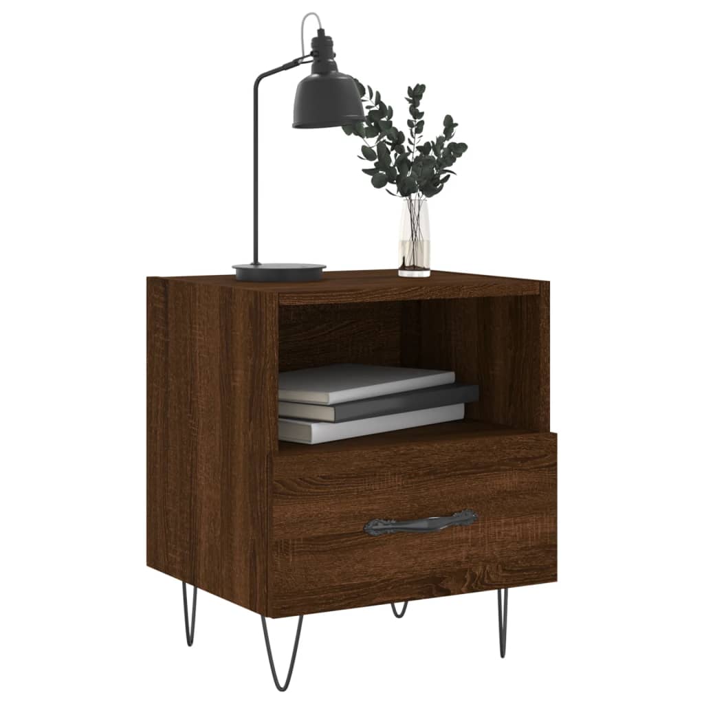 vidaXL Κομοδίνα 2 τεμ. Καφέ Δρυς 40 x 35 x 47,5 εκ. από Επεξεργ. Ξύλο