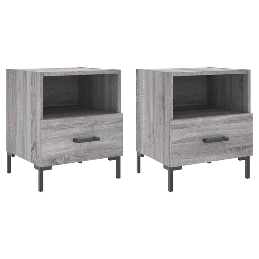 vidaXL Κομοδίνα 2 τεμ. Γκρι Sonoma 40 x 35 x 47,5 εκ. Επεξεργ. Ξύλο