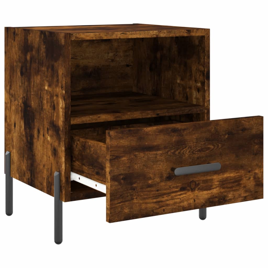 vidaXL Κομοδίνα 2 τεμ. Καπνιστή Δρυς 40 x 35 x 47,5 εκ. Επεξεργ. Ξύλο