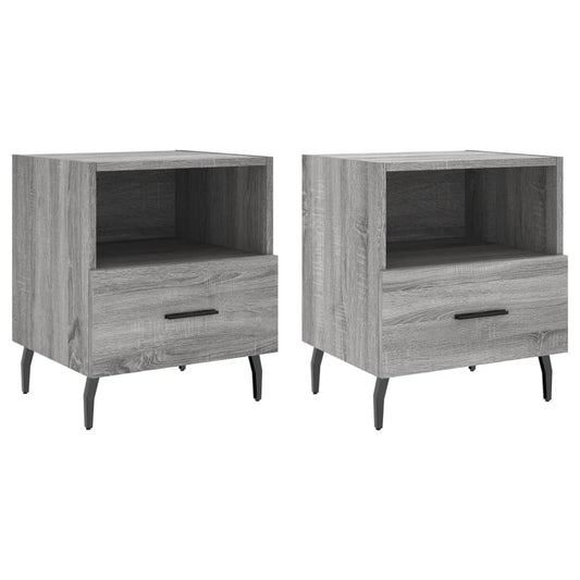 vidaXL Κομοδίνα 2 τεμ. Γκρι Sonoma 40 x 35 x 47,5 εκ. Επεξεργ. Ξύλο