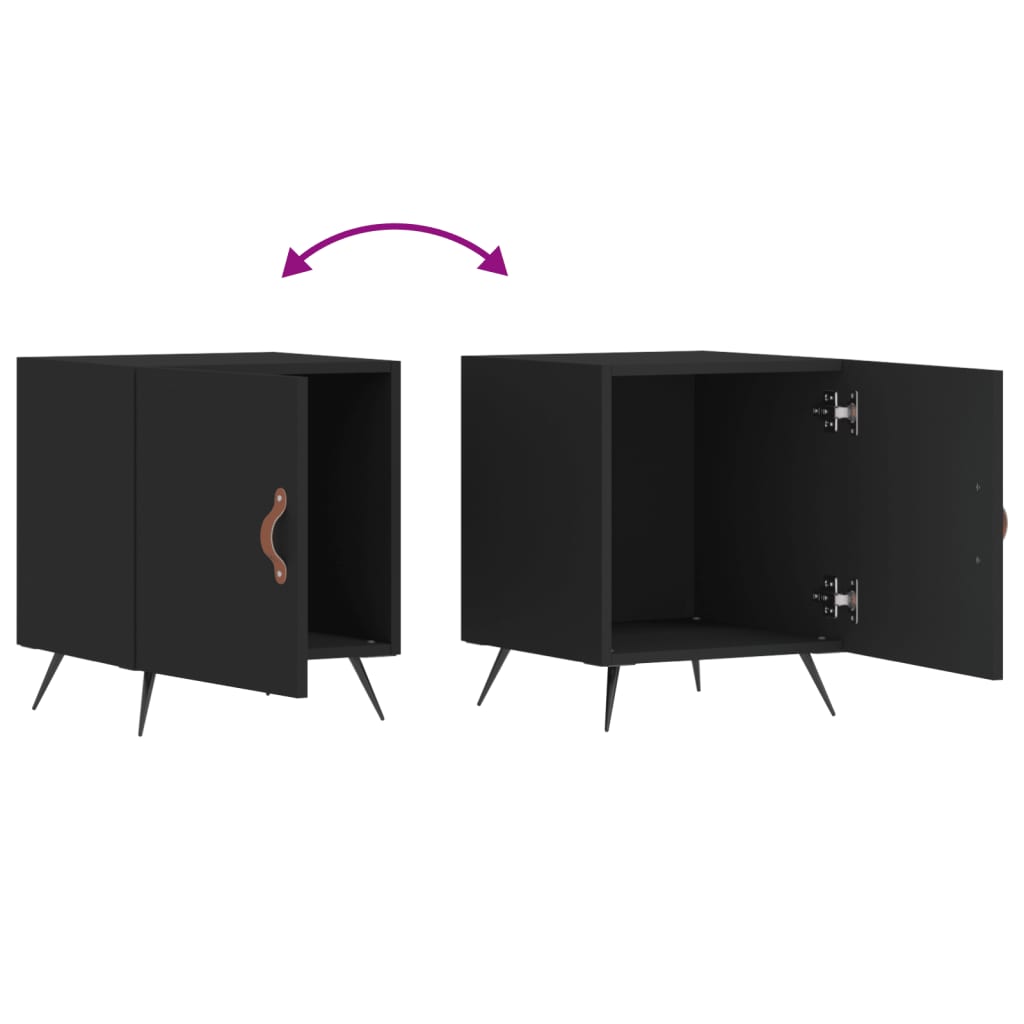 vidaXL Κομοδίνα 2 τεμ. Μαύρα 40 x 40 x 50 εκ. από Επεξεργασμένο Ξύλο